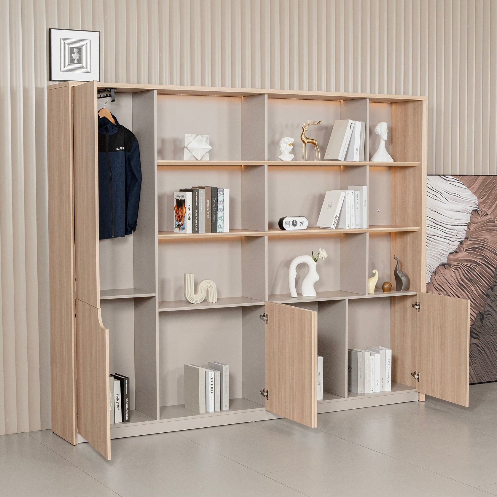 ORBAN 240cm Wall Storage & Display Unit – Oak gallery detail image