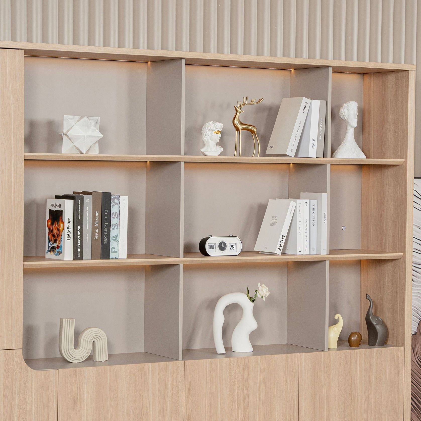 ORBAN 240cm Wall Storage & Display Unit – Oak gallery detail image