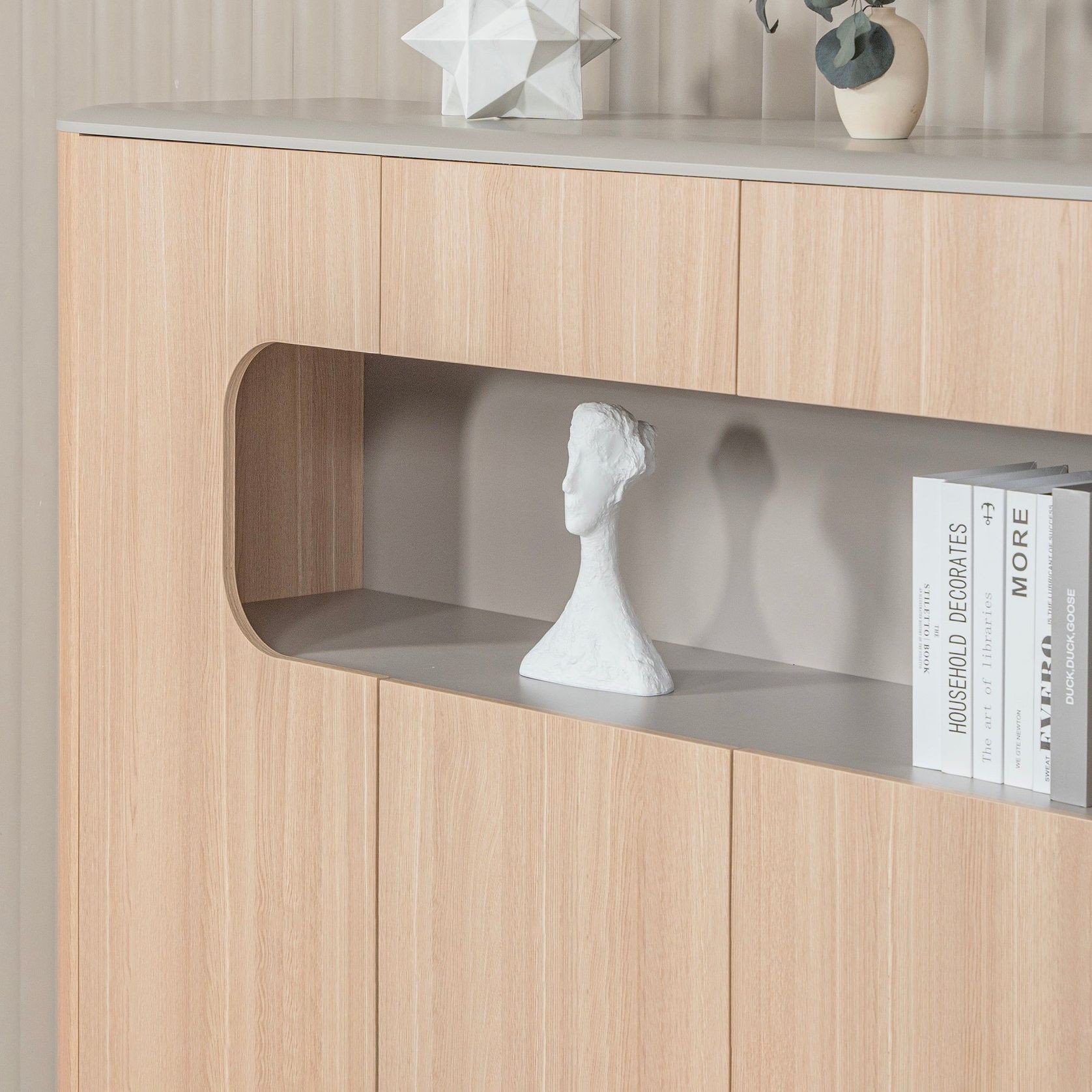 ORBAN 200cm Credenza Display Unit  Oak - 110cm High gallery detail image