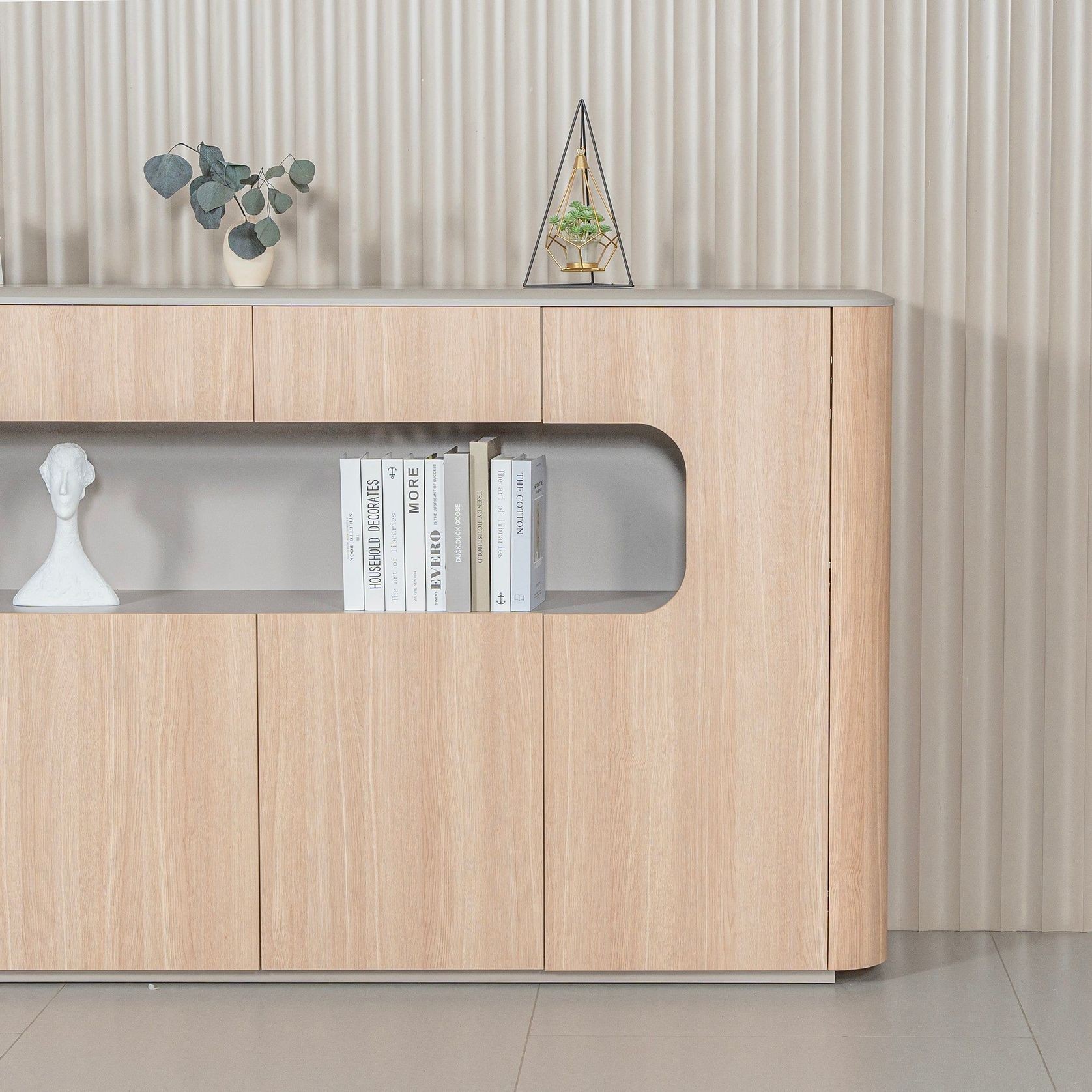 ORBAN 200cm Credenza Display Unit  Oak - 110cm High gallery detail image