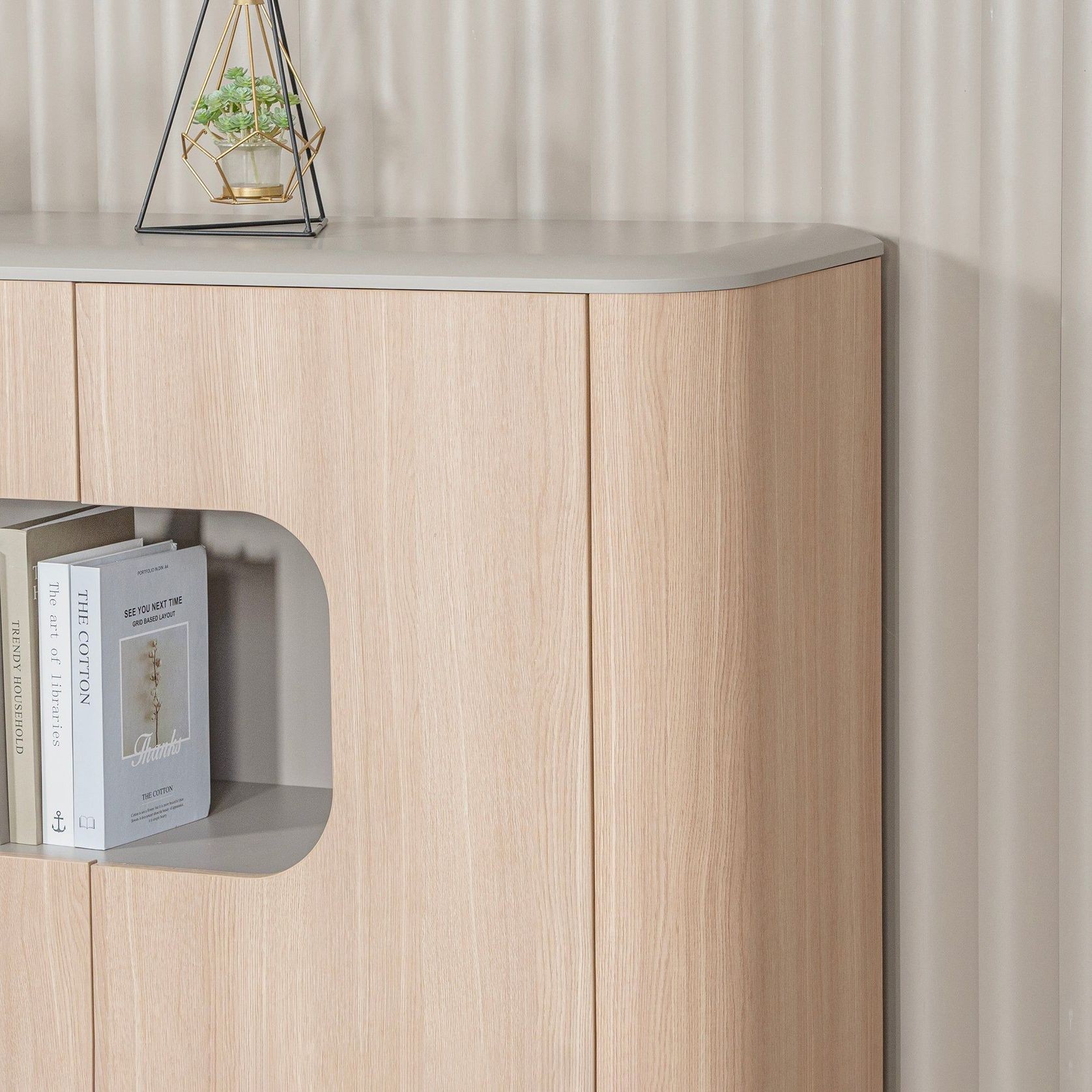 ORBAN 200cm Credenza Display Unit  Oak - 110cm High gallery detail image