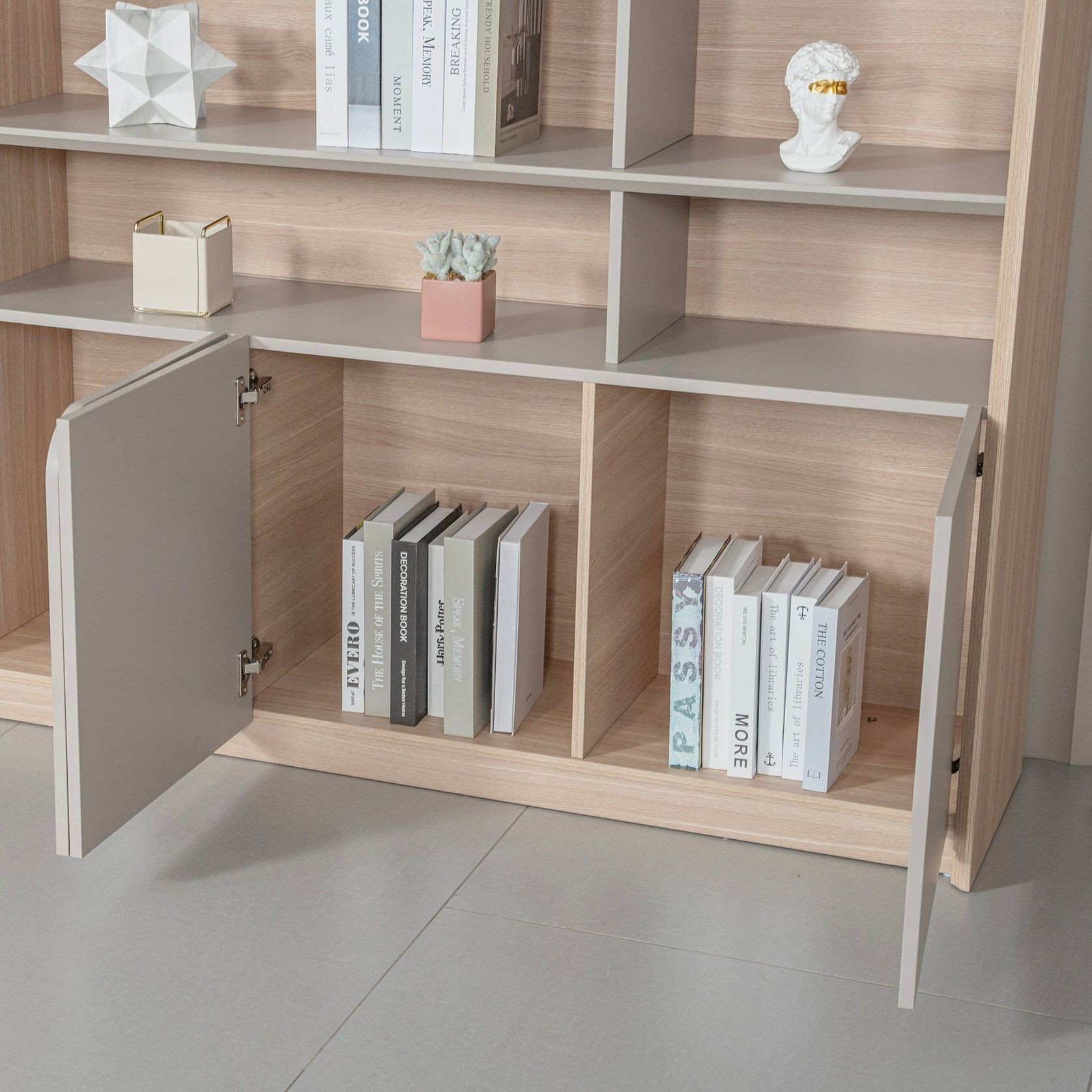 KELIAN 200cm Wall Storage & Display Unit  Oak - 110cm High gallery detail image