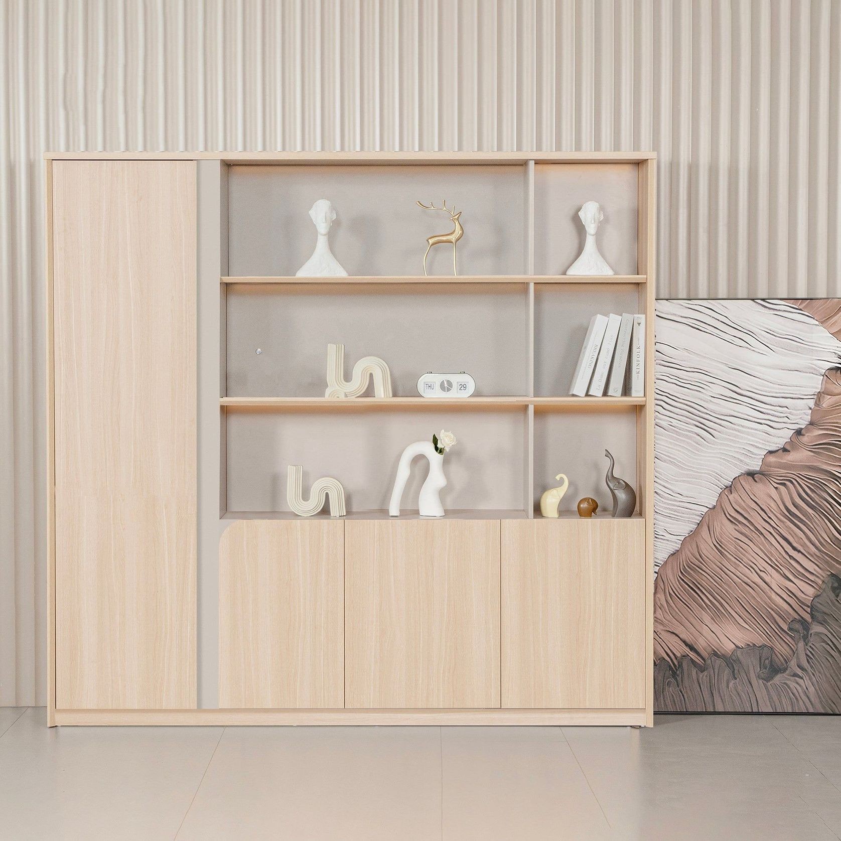 KELIAN  Display Wall Unit 200cm - Oak gallery detail image