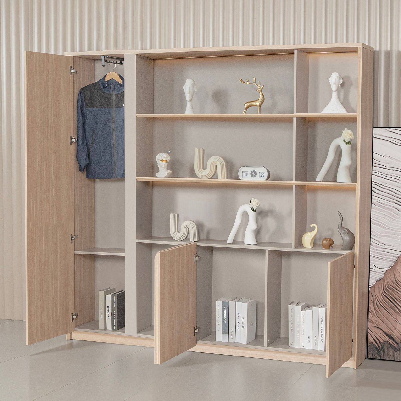 KELIAN  Display Wall Unit 200cm - Oak gallery detail image