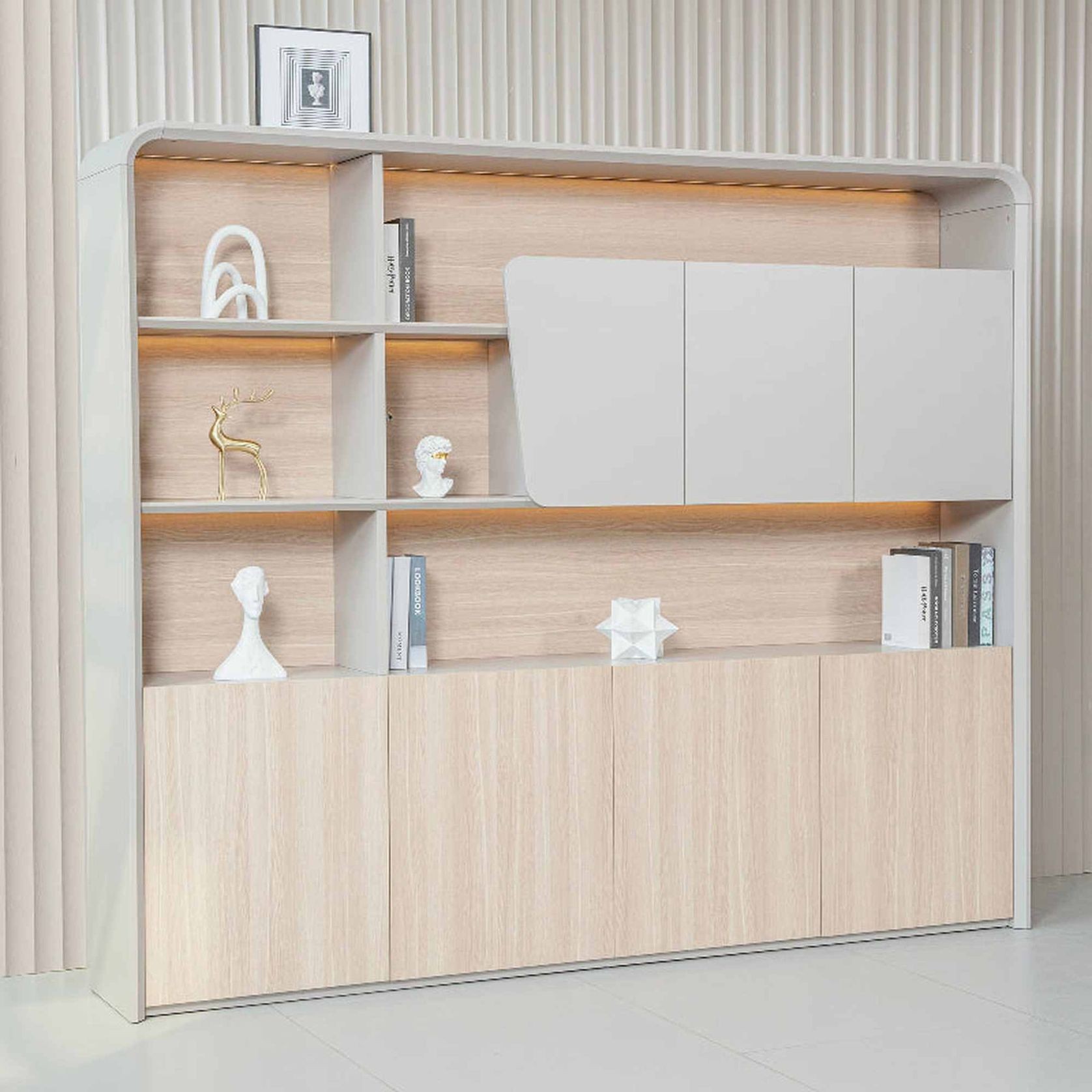 SEVANI Display Wall Unit - 240cm - Oak gallery detail image