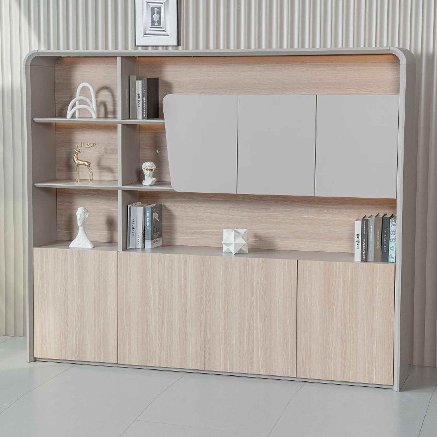 SEVANI Display Wall Unit - 240cm - Oak gallery detail image