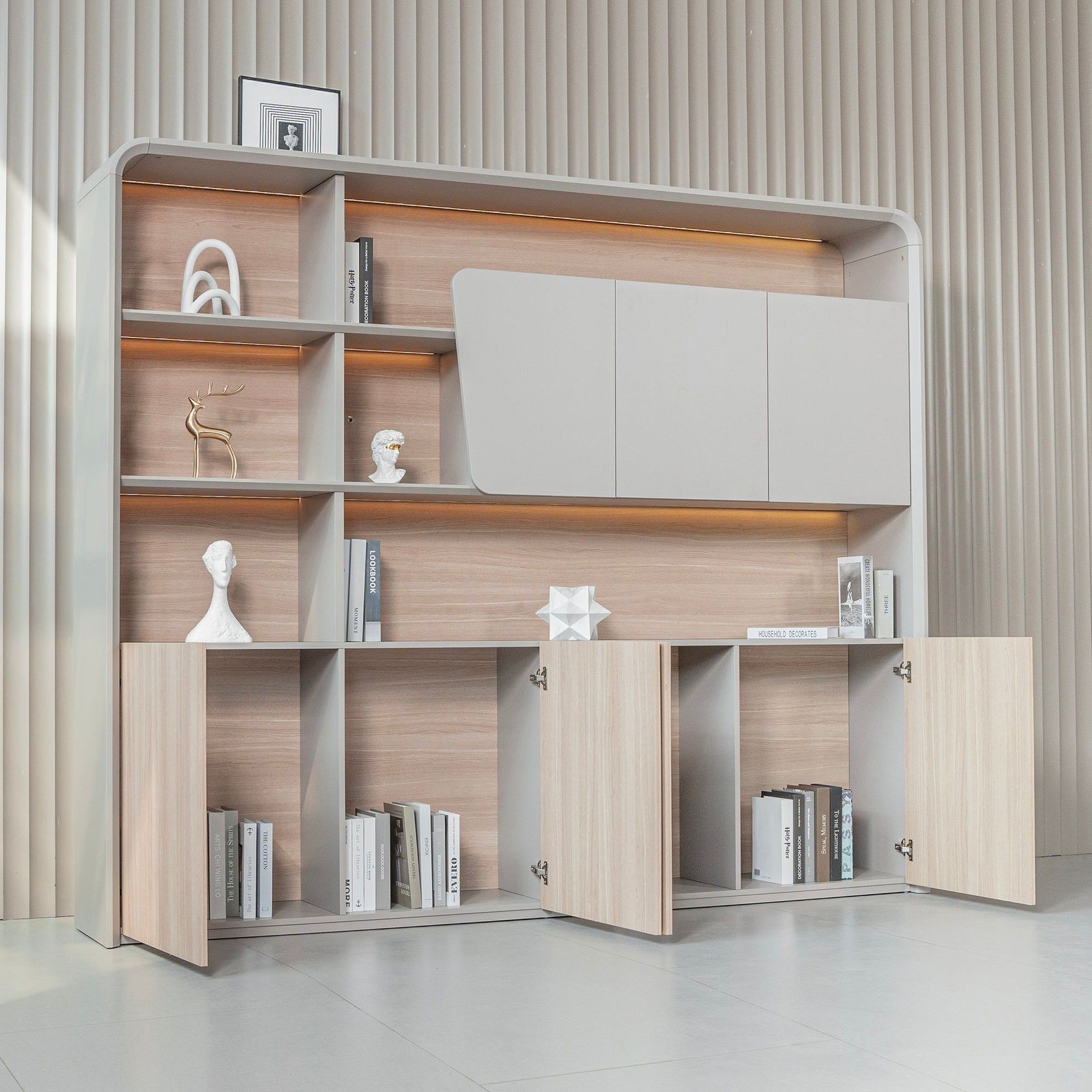 SEVANI Display Wall Unit - 240cm - Oak gallery detail image