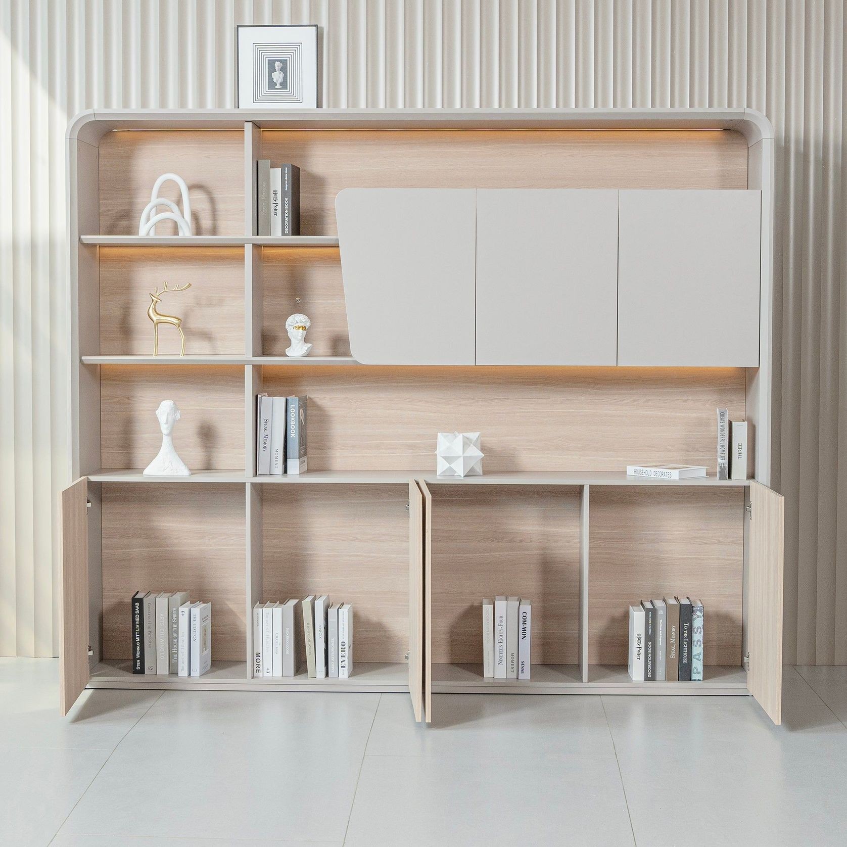SEVANI Display Wall Unit - 240cm - Oak gallery detail image