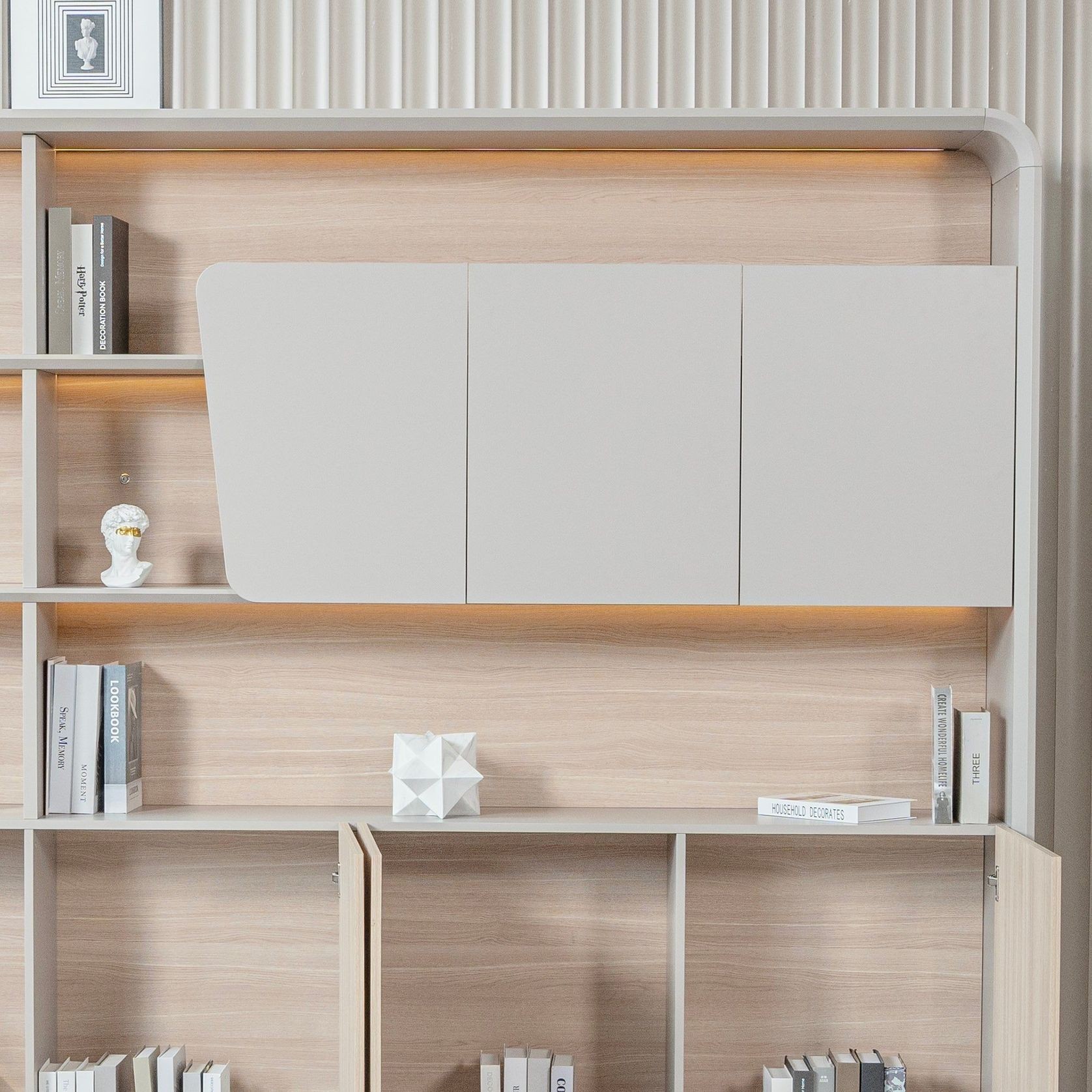 SEVANI Display Wall Unit - 240cm - Oak gallery detail image