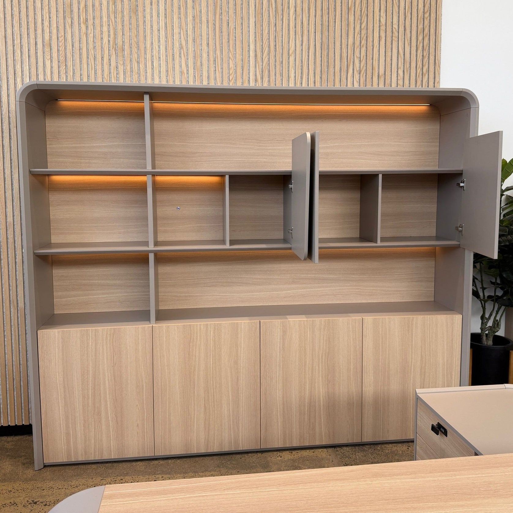 SEVANI Display Wall Unit - 240cm - Oak gallery detail image