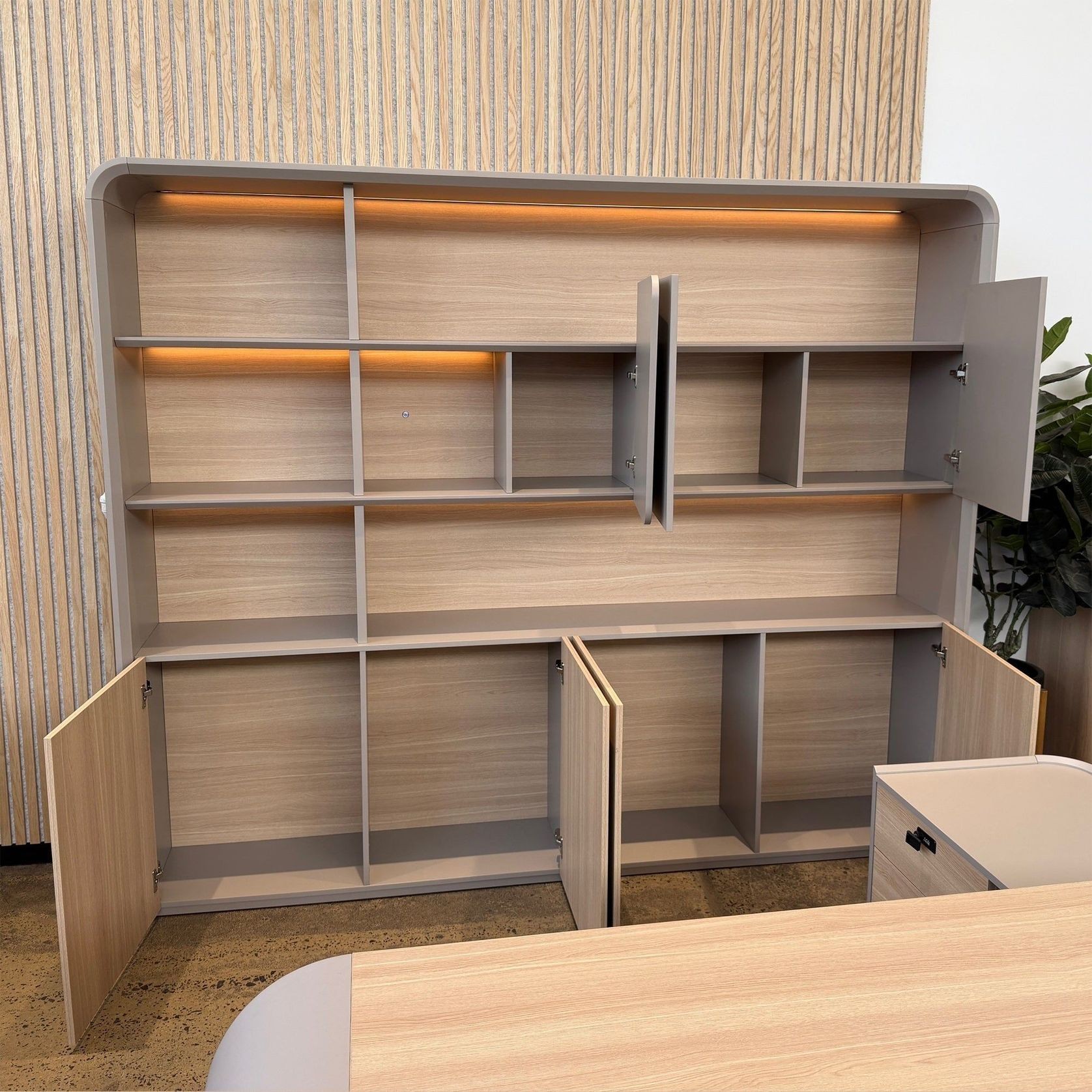 SEVANI Display Wall Unit - 240cm - Oak gallery detail image