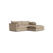 Sidney Slipcover 4 Seater Chaise Sofa - Marnie Coconut Stripe gallery detail image