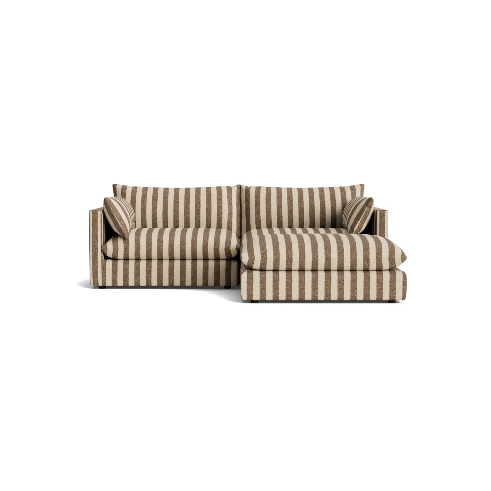 Sidney Slipcover 4 Seater Chaise Sofa - Marnie Coconut Stripe gallery detail image