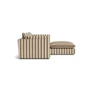 Sidney Slipcover 4 Seater Chaise Sofa - Marnie Coconut Stripe gallery detail image