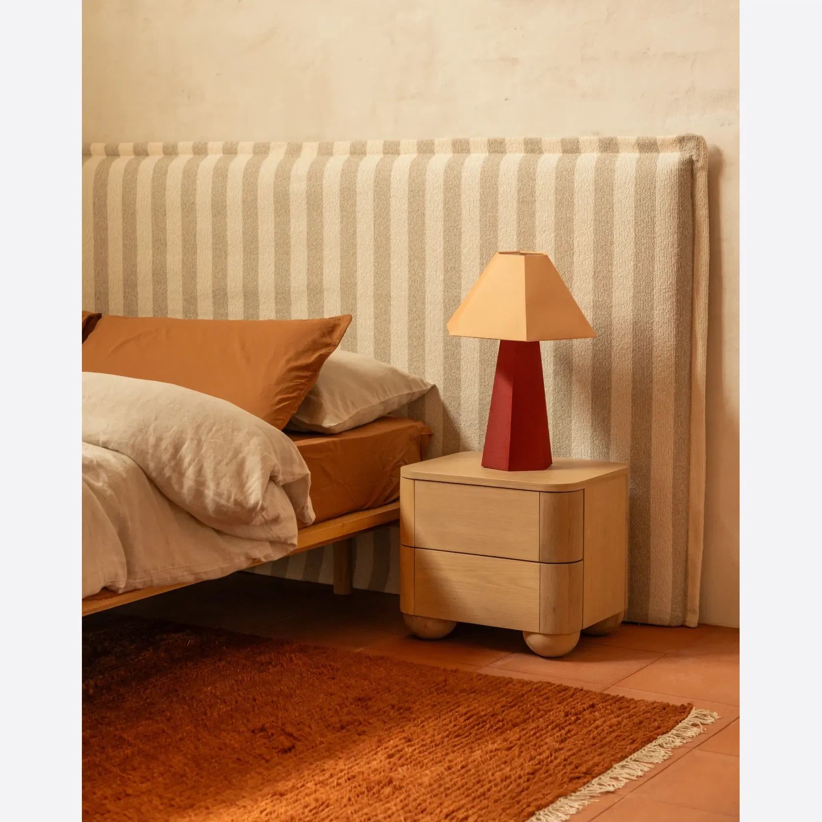 Sidney Slipcover Bed Head 270cm - Marnie Sand Stripe gallery detail image