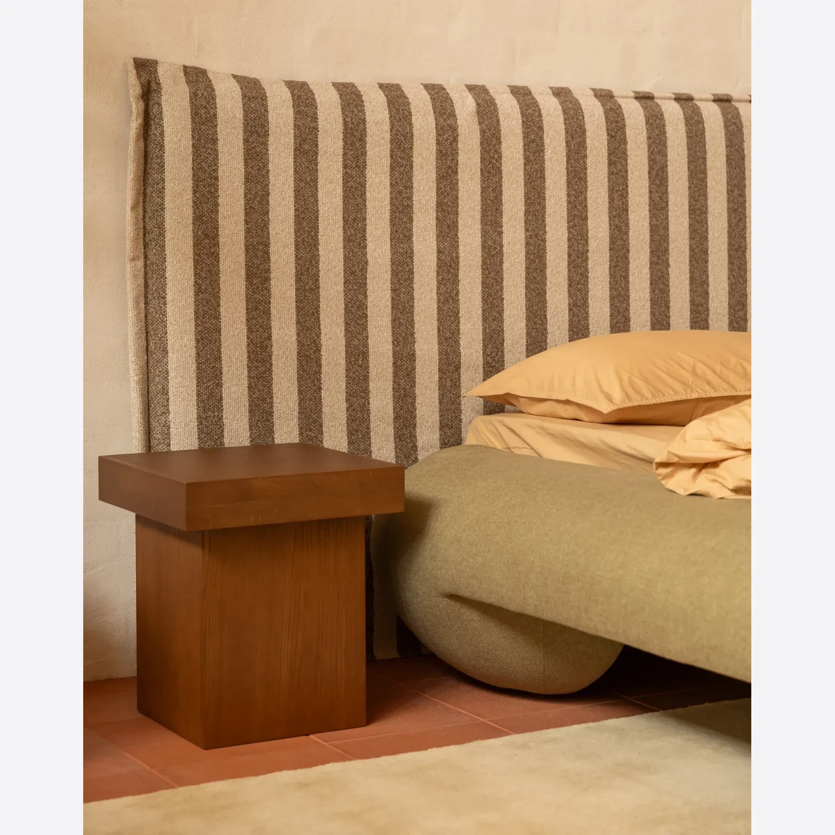 Sidney Slipcover Bed Head 270cm - Marnie Coconut Stripe gallery detail image