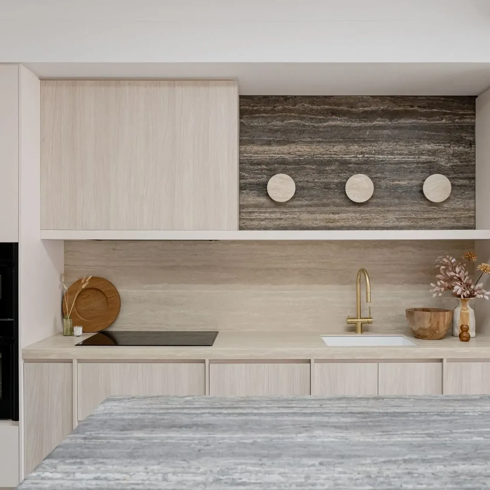 Titanium Vein Cut Travertine Benchtop gallery detail image