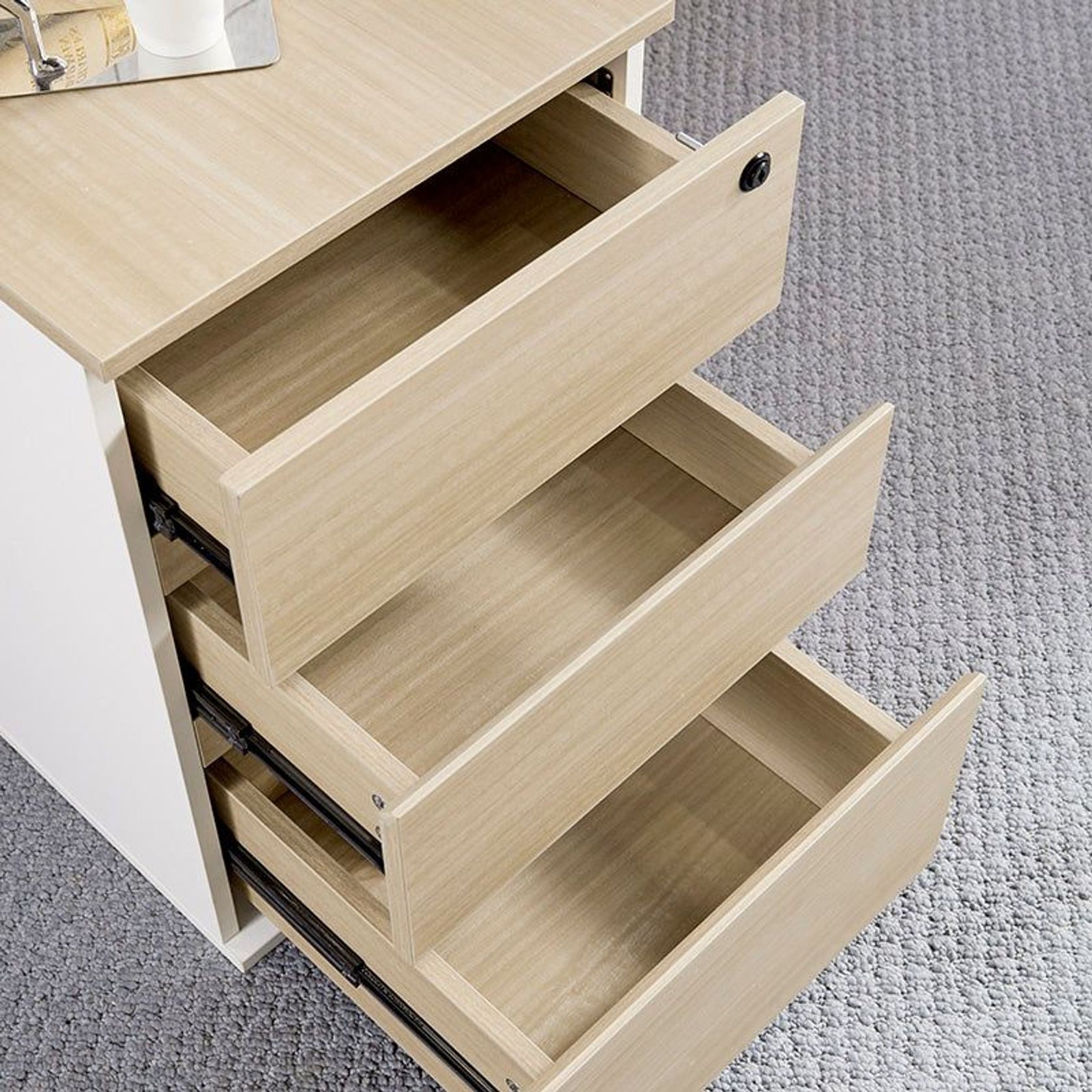 RAVEN SINGLE Workstation 160-180/100cm - Natural White gallery detail image