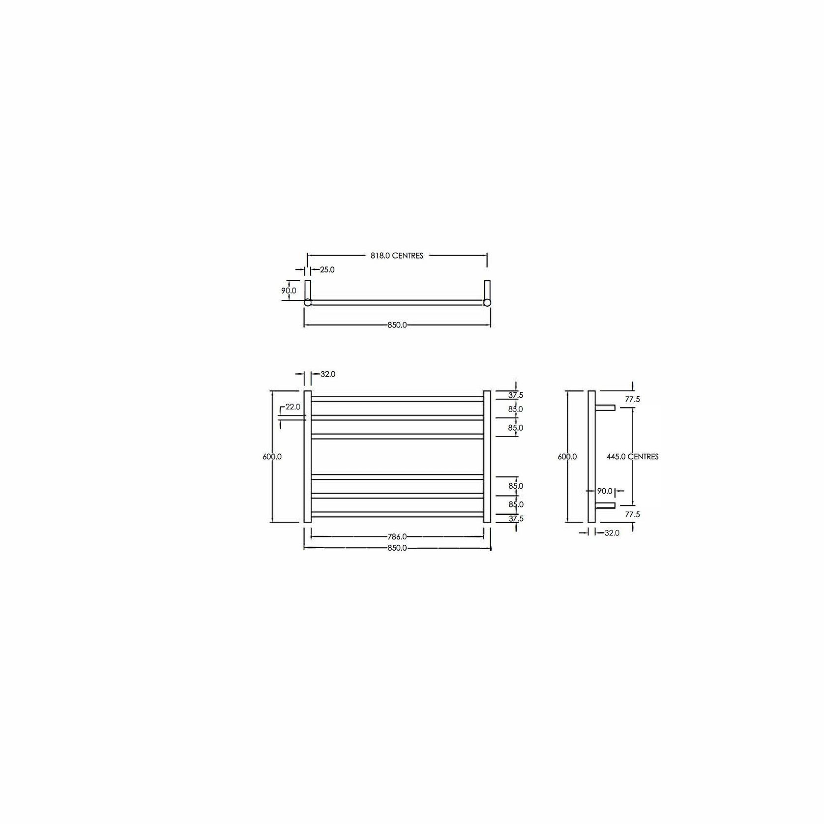 Round Heated Towel Ladder 600x850mm gallery detail image