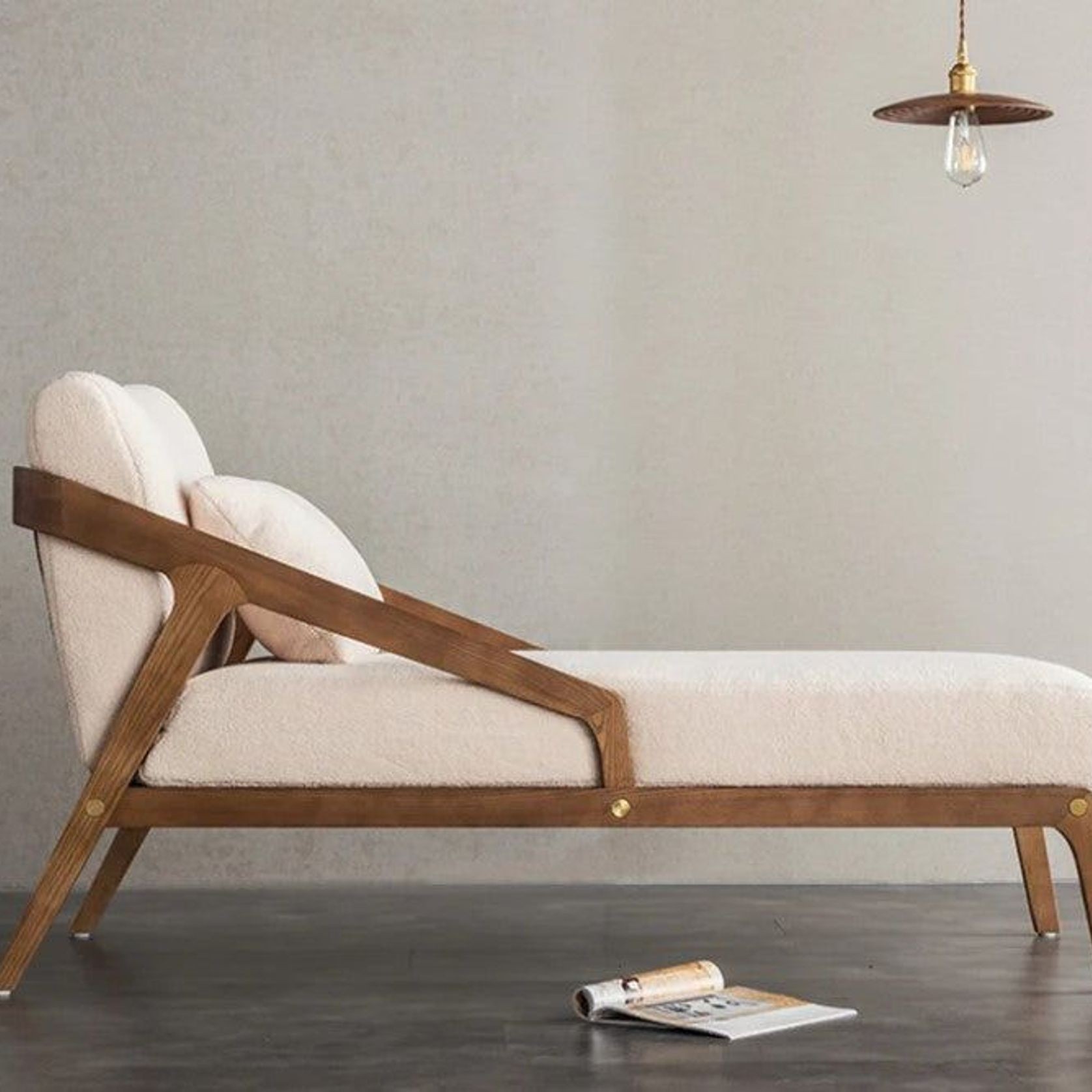 Ella Boucle Upholstered Mid-Century Chaise gallery detail image