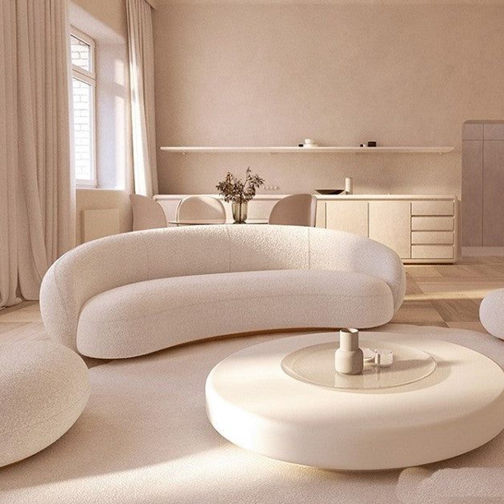 Curv Boucle Fabric Sofa gallery detail image