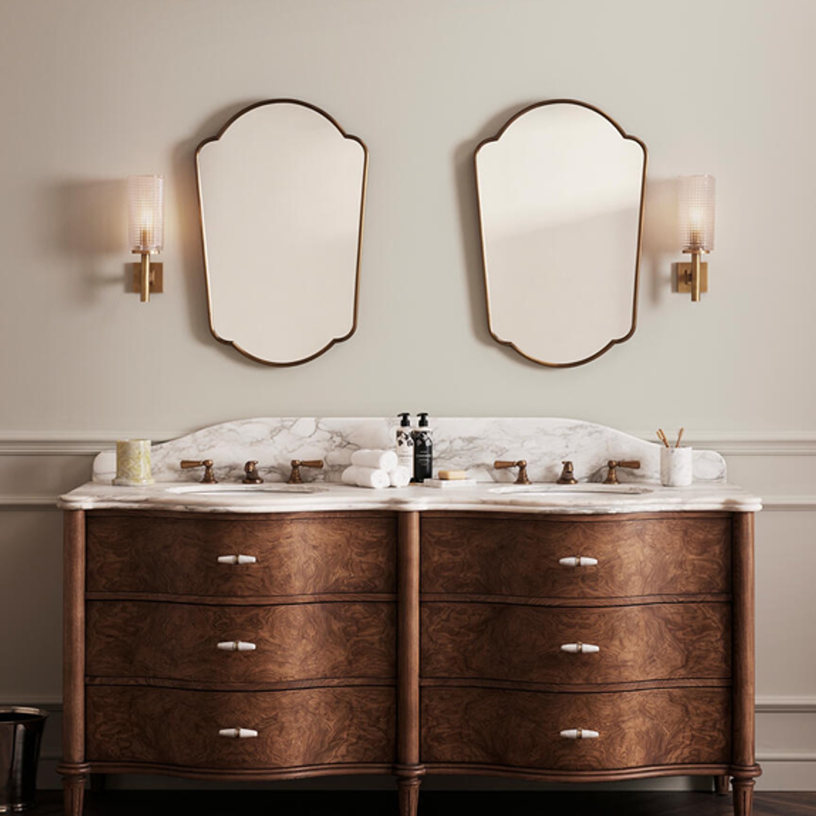 Soho Home | Valerie Double Vanity | Arabescato Marble gallery detail image