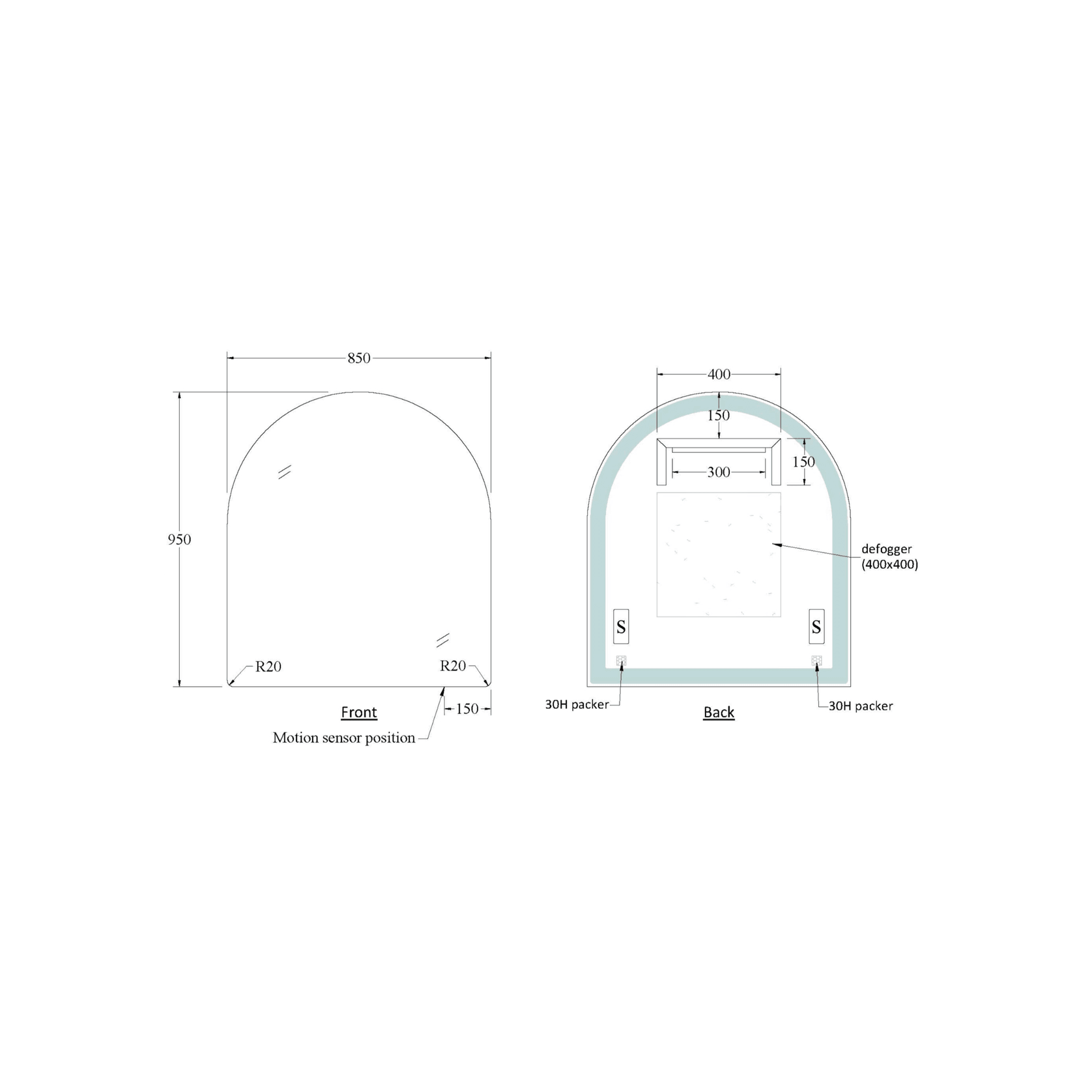Code Euro Arch 850 Led Mirror gallery detail image
