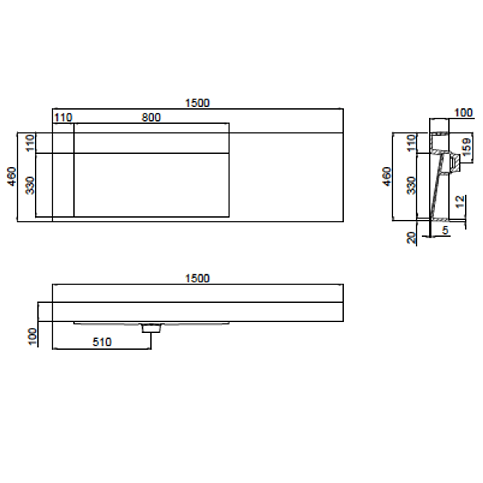 The Ramp Basin - Ramp C100-b 1500mm Left gallery detail image