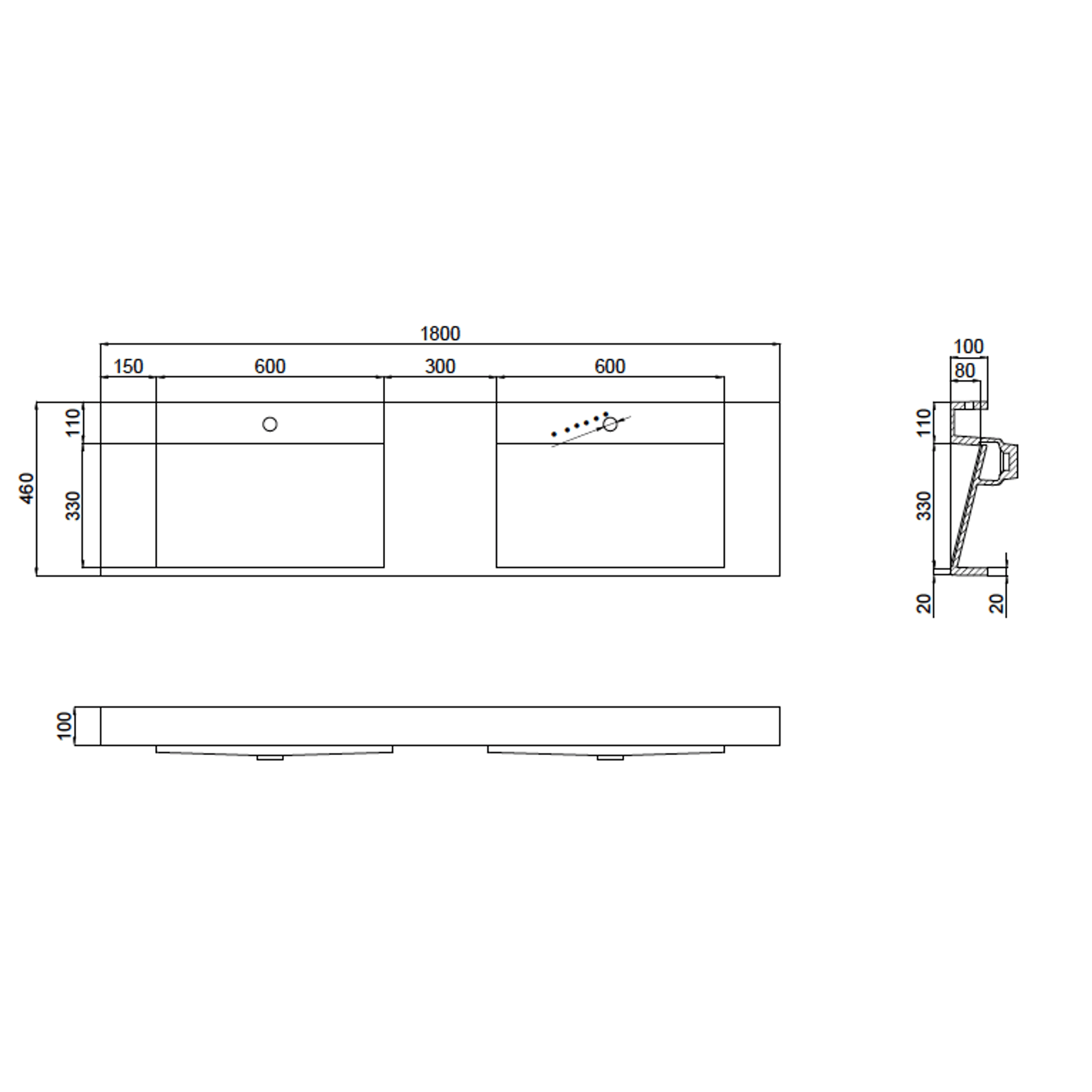 The Ramp Basin - Ramp C100-b 1800mm Double gallery detail image