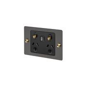 2 Gang GPO Socket Switch + Single USB A + C gallery detail image