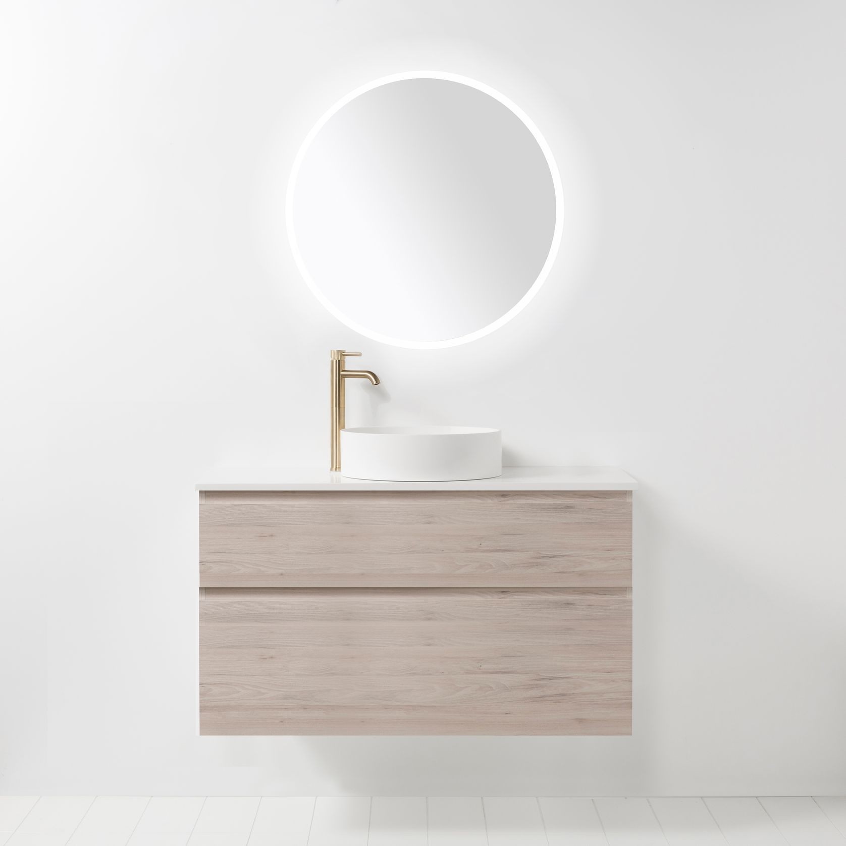 Soft Solid Slim Wall-Hung Vanity, 2 Drawers gallery detail image