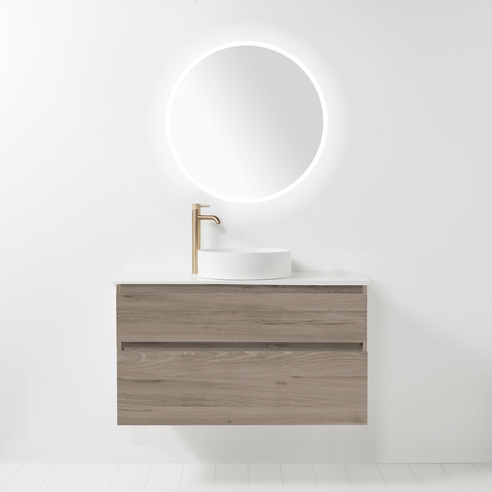 Soft Solid Slim Wall-Hung Vanity, 2 Drawers gallery detail image
