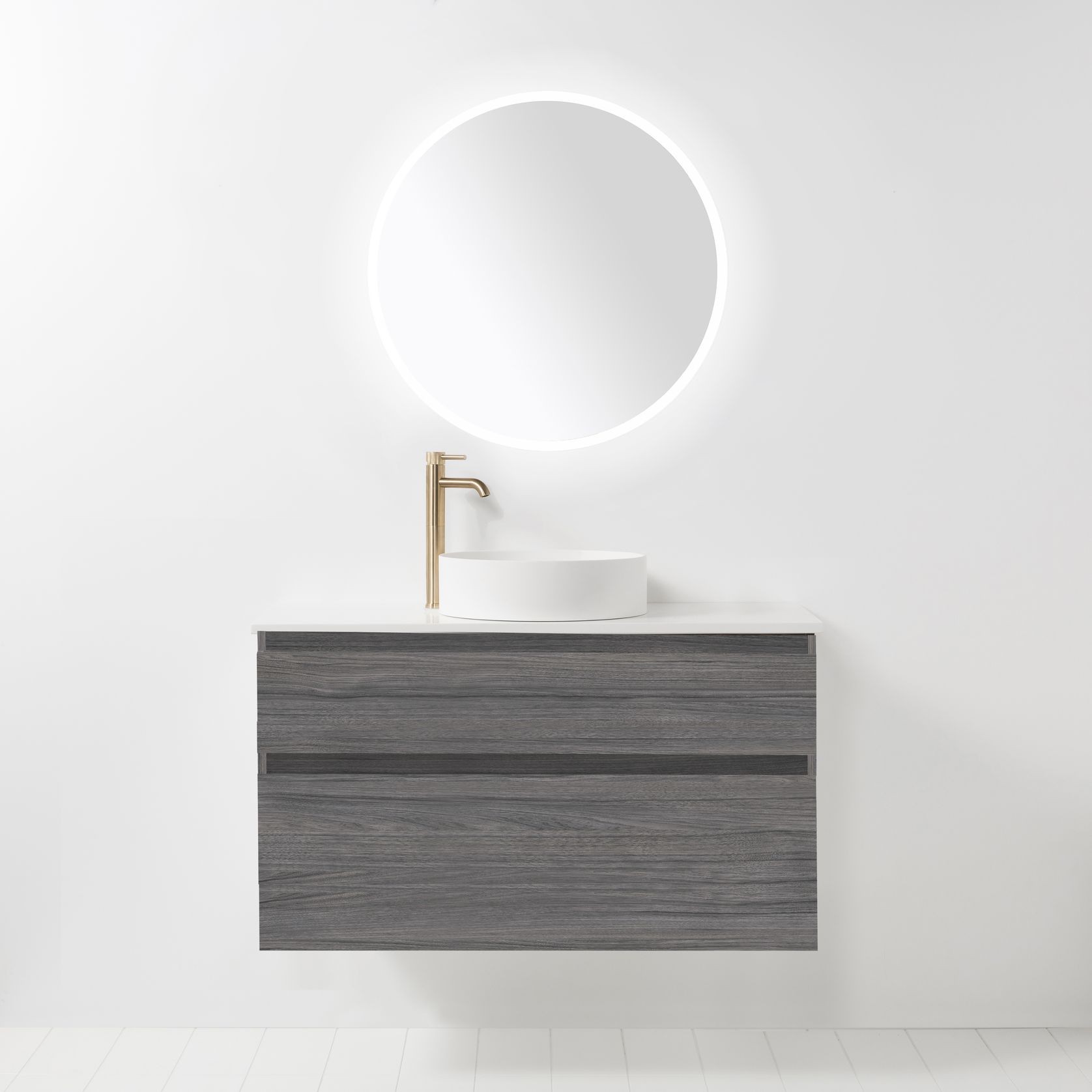 Soft Solid Slim Wall-Hung Vanity, 2 Drawers gallery detail image