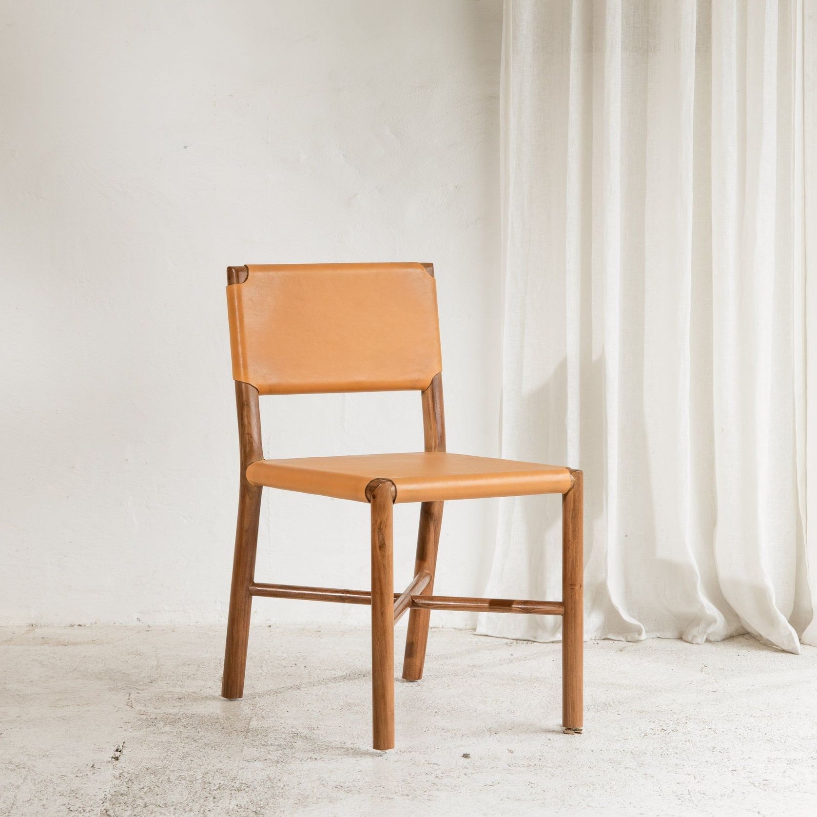 Soren Leather Dining Chair - Mustard gallery detail image