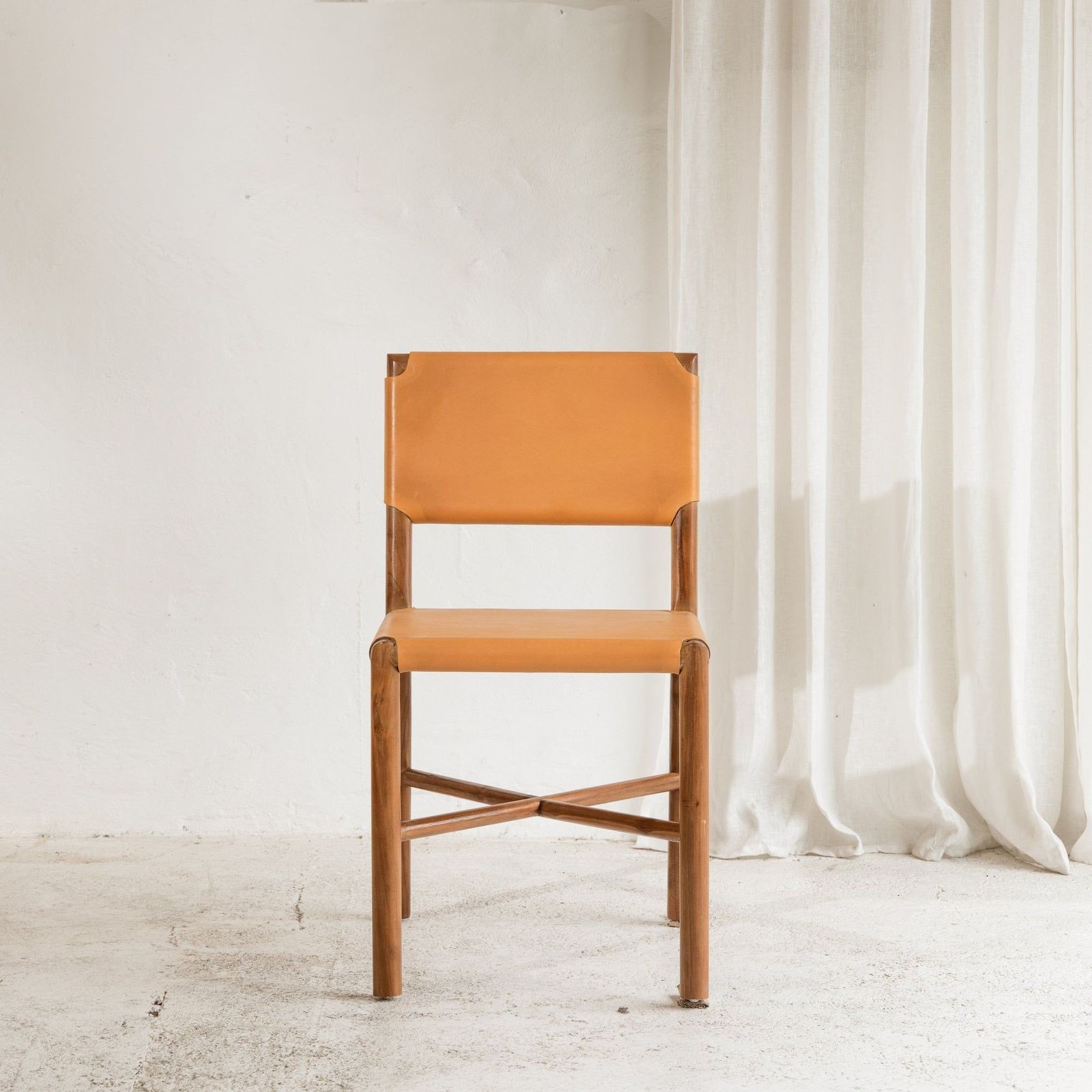 Soren Leather Dining Chair - Mustard gallery detail image