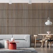 Square WOODFLEX Acoustic Wood Slat Wall Tiles - Oak Veneer - 4pc Set gallery detail image