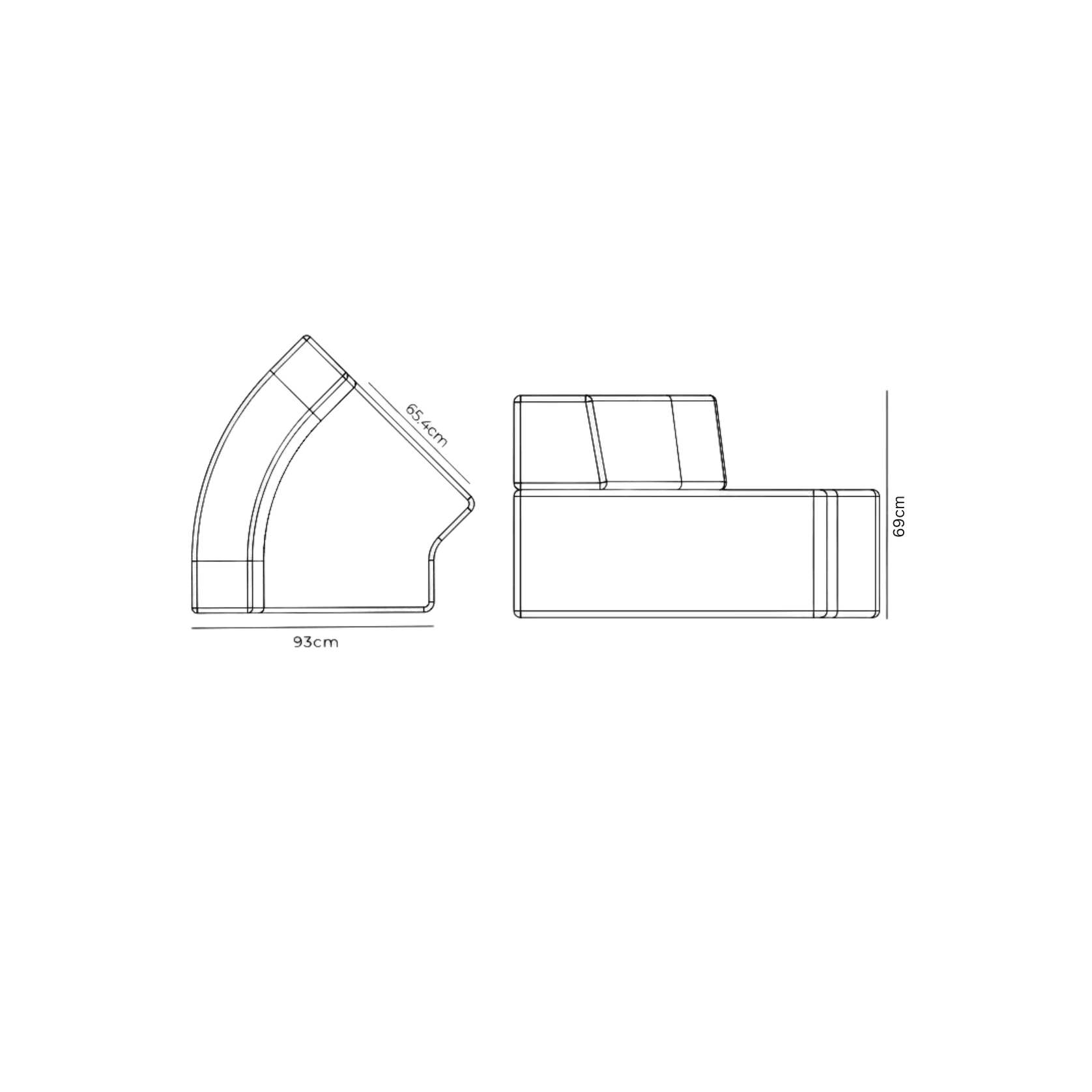 Stretch Angled Corner Module - Corduroy Cocoa gallery detail image