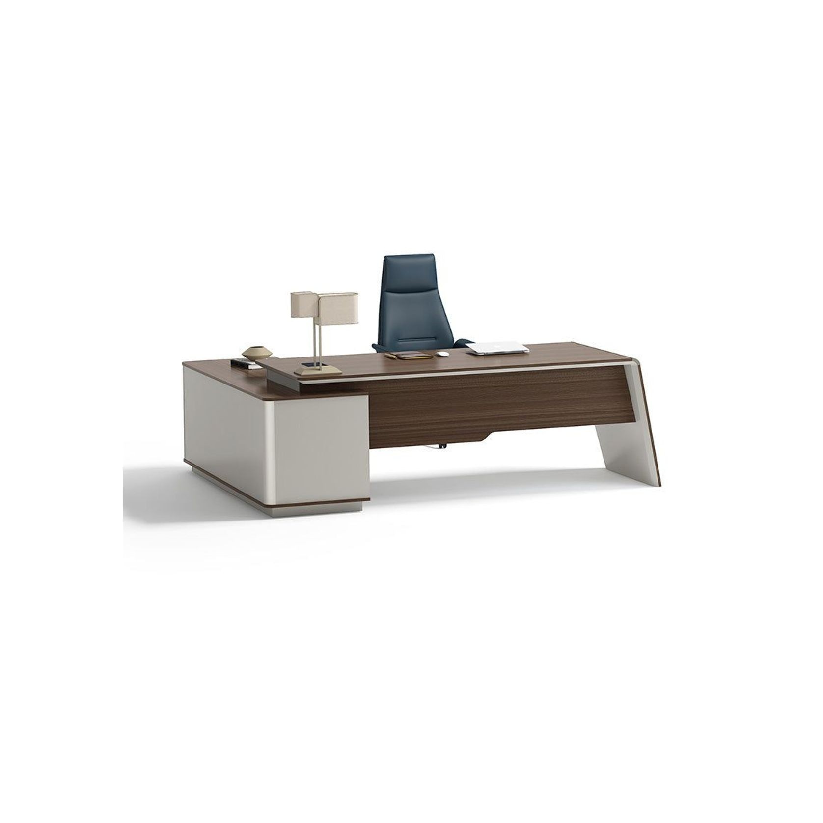 ANDERS Executive Desk Reversible Return 2.4M - Australian Gold Oak & Beige gallery detail image