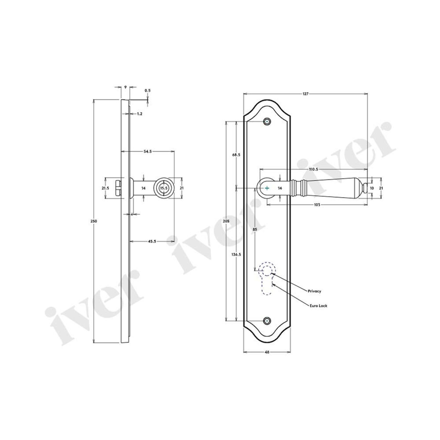 Iver Sarlat Lever on Shouldered Backplate Latch Signature Brass 10712 - Customise to your need gallery detail image