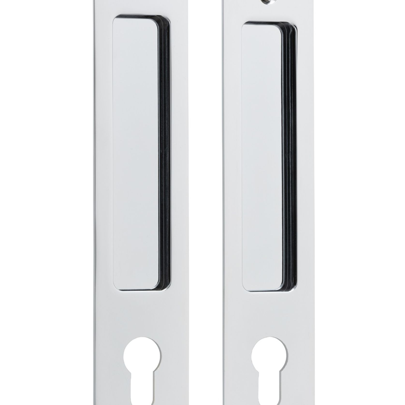 Iver Rectangular Flush Pull Euro Lock Polished Chrome for Sliding Doors 21414E *Pair* gallery detail image
