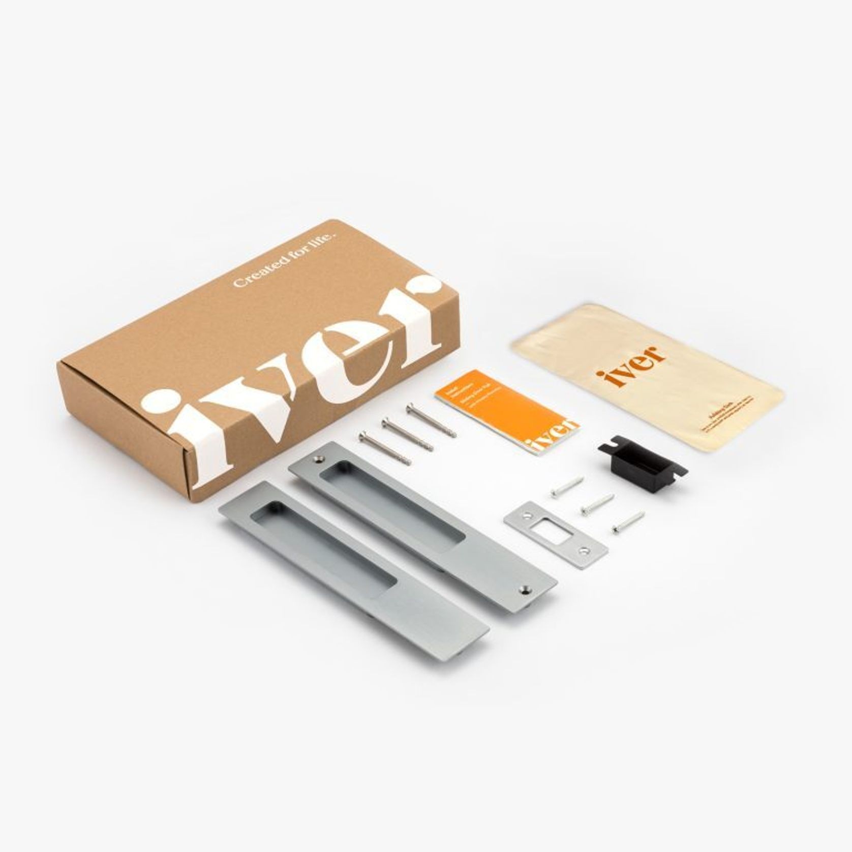 Iver Rectangular Flush Pull Euro Lock Brushed Brass for Sliding Doors 21416E *Pair* gallery detail image