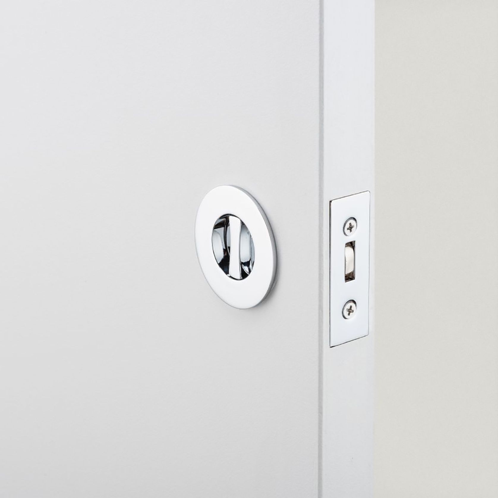 Iver Sliding Door Pull Round Privacy Polished Chrome 21434 *Pair* gallery detail image