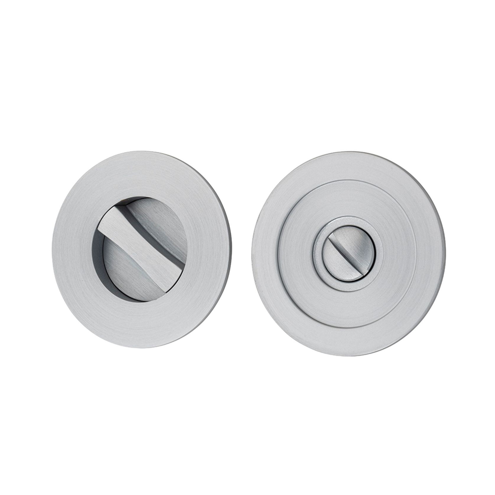 Iver Sliding Door Pull Round Privacy Brushed Chrome 21435 *Pair* gallery detail image