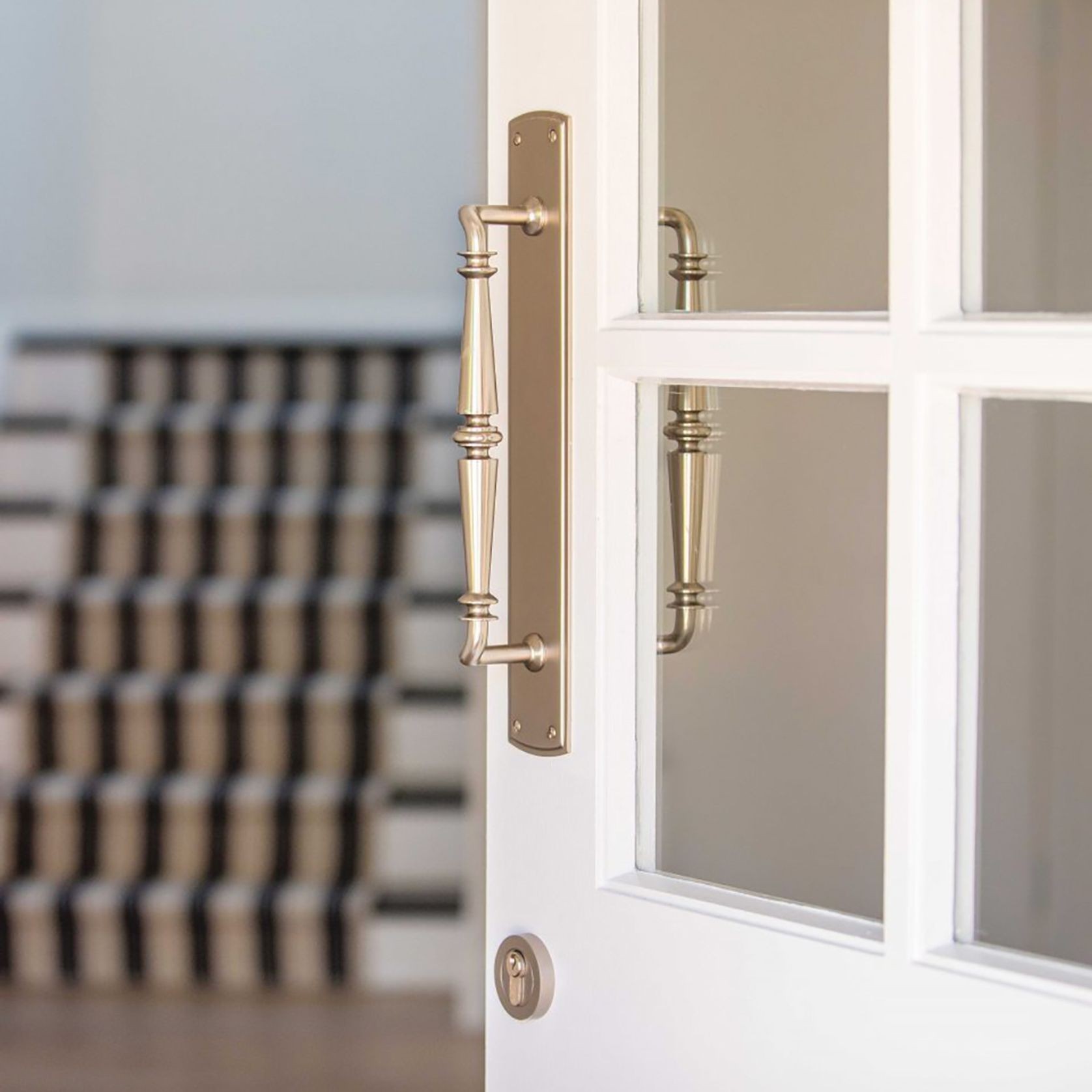 Iver Sarlat Door Pull Handle on Backplate Distressed Nickel 380mm x 65mm 9347 gallery detail image