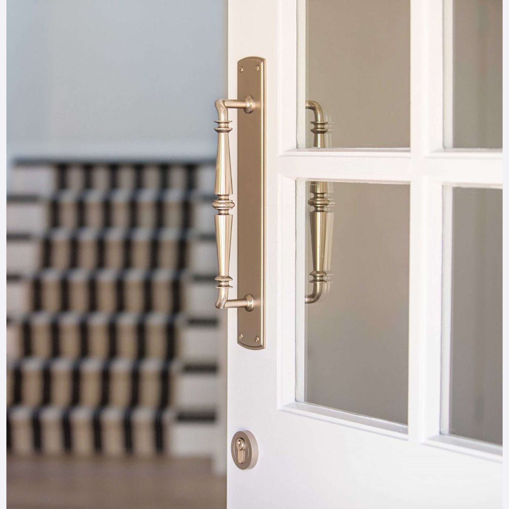 Iver Sarlat Door Pull Handle on Backplate Distressed Nickel 380mm x 65mm 9347 gallery detail image