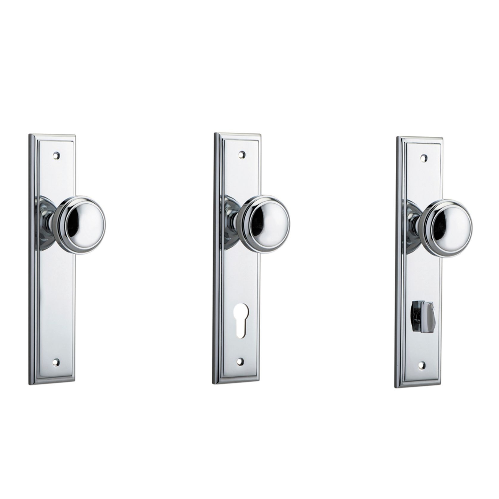 Iver Paddington Door Knob on Stepped Backplate Chrome Plated - Customise to your needs gallery detail image