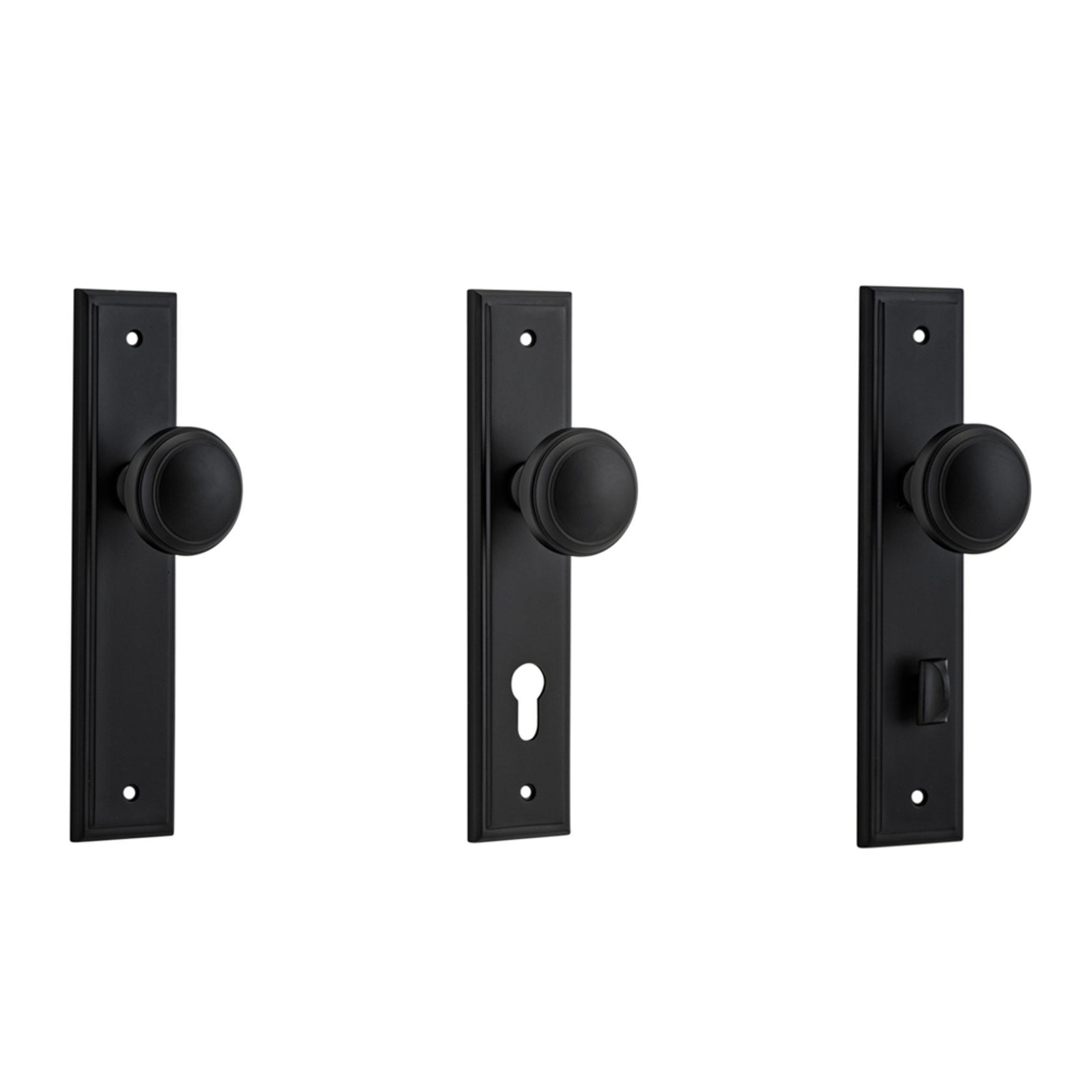 Iver Paddington Door Knob Stepped Backplate Matt Black - Customise to your needs gallery detail image