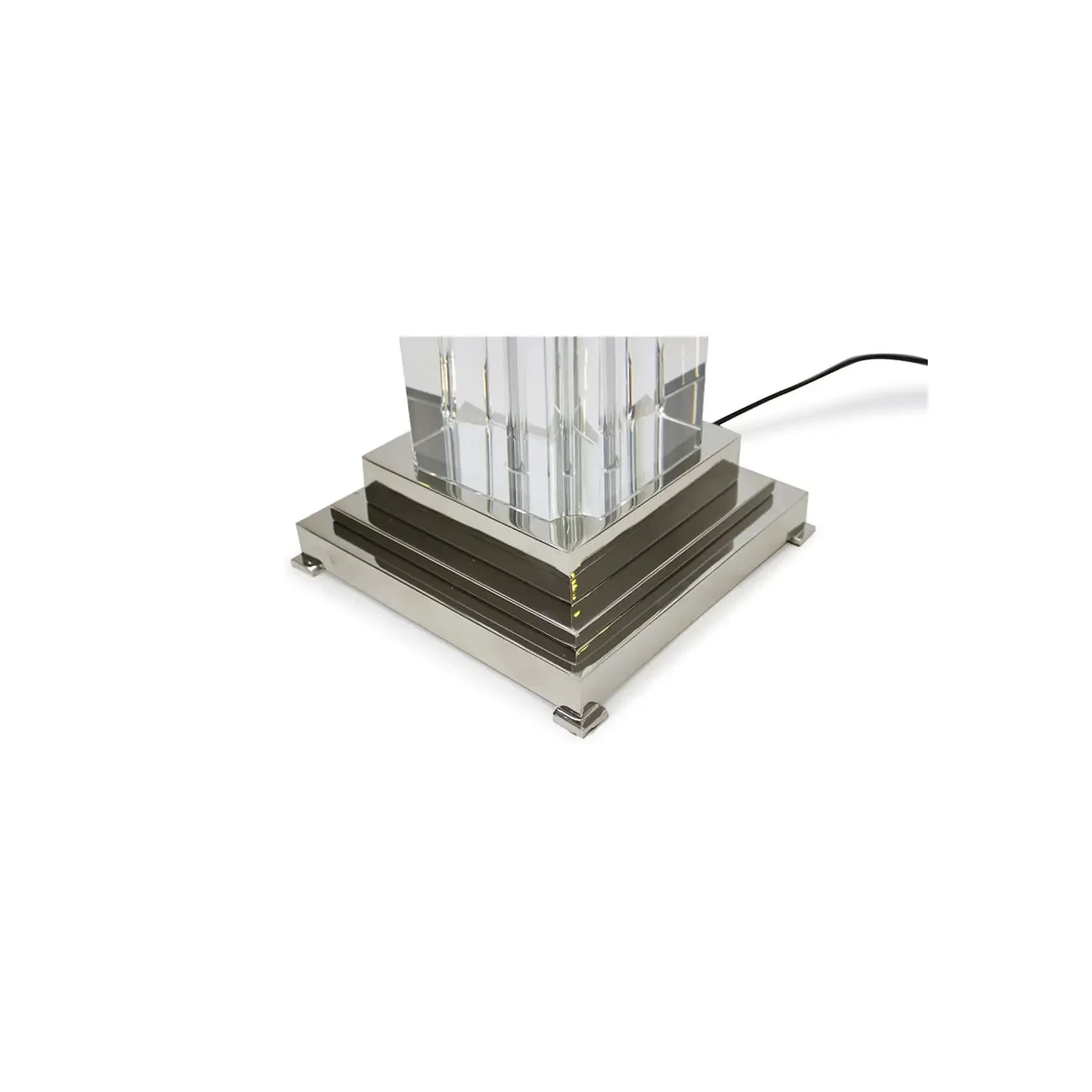 Murano Table Lamp - Crystal With Black Linen Shade gallery detail image