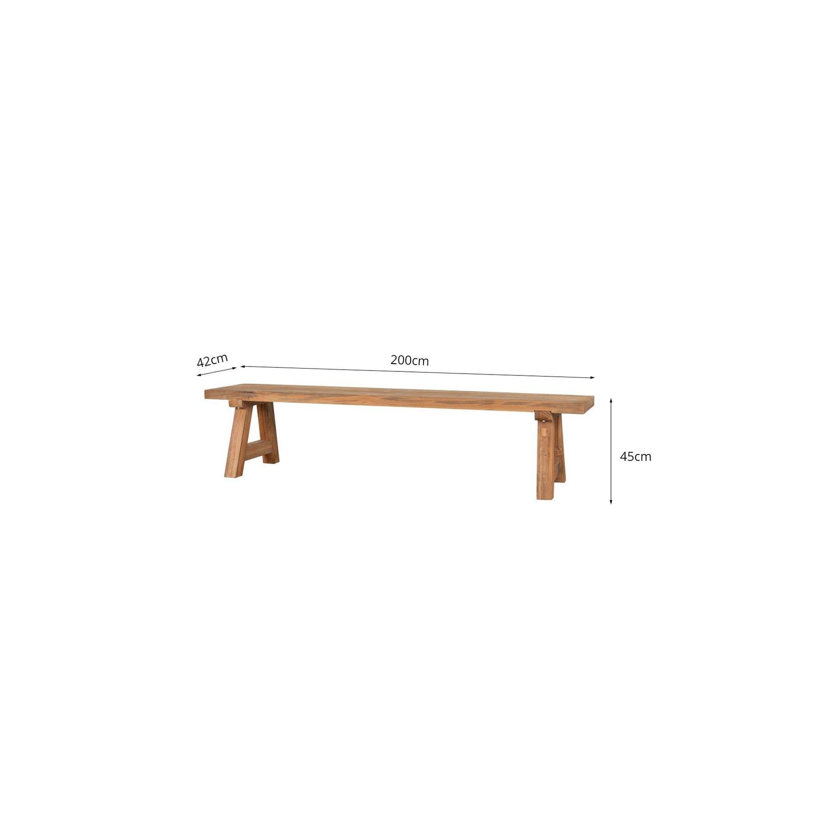 Stalwart Teak A Frame Dining Bench Seat 200cm gallery detail image