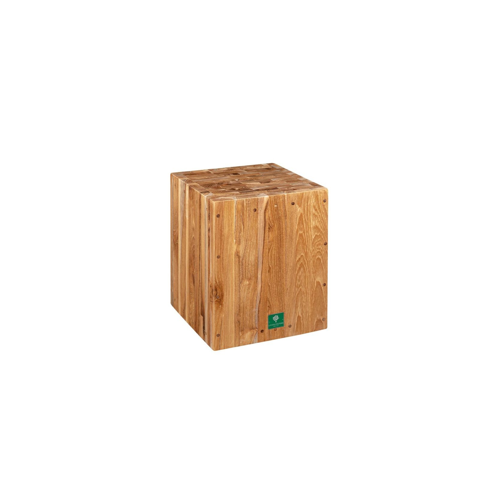 Teak Cube Stool gallery detail image